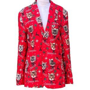 Ugly Christmas Blazer With Cat Size S 34-36